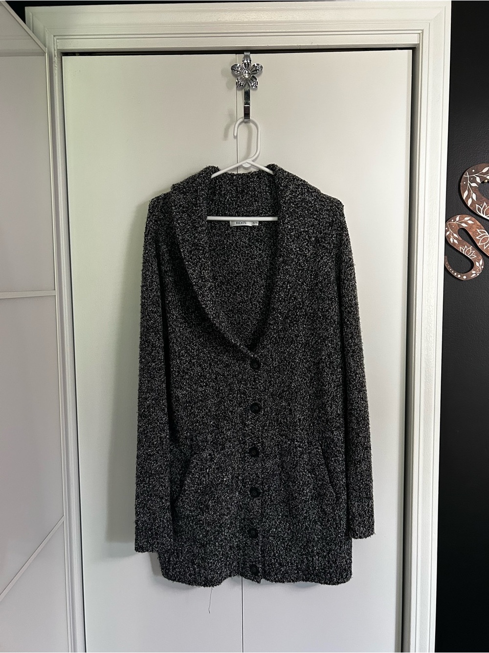 Ricki's Black & Gray Textured Shawl Collar Button-Up Jacket